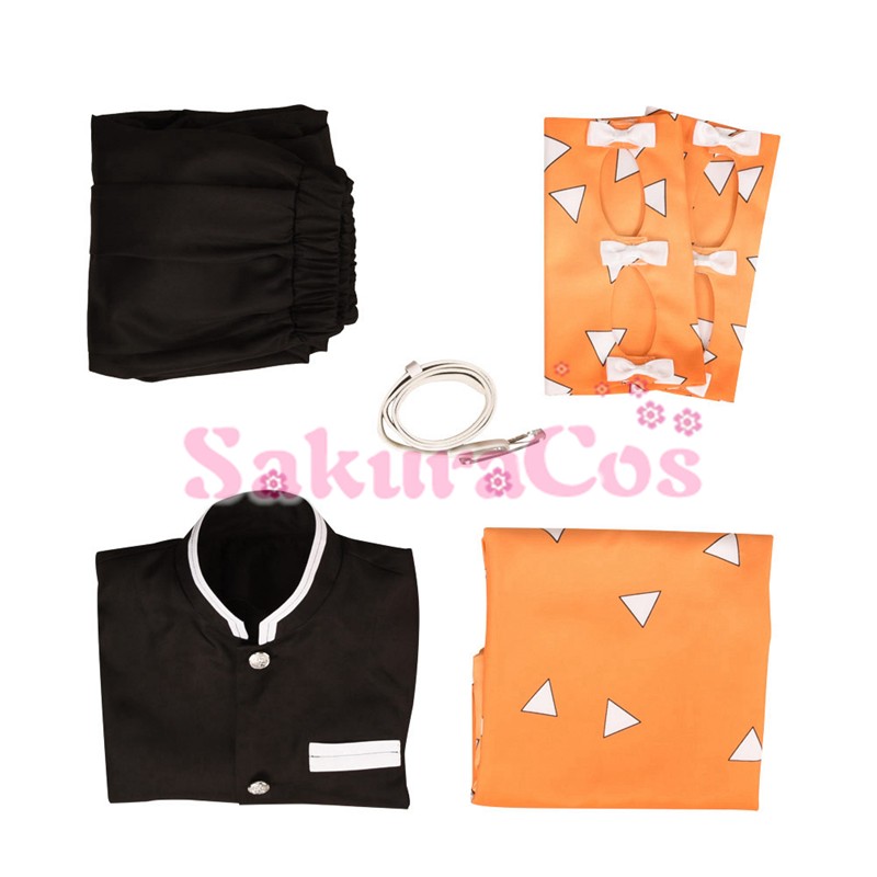 コスプレ衣装セット 我妻善逸風 我妻 善逸 子供用 コスプレ衣装 【SakuraCos】