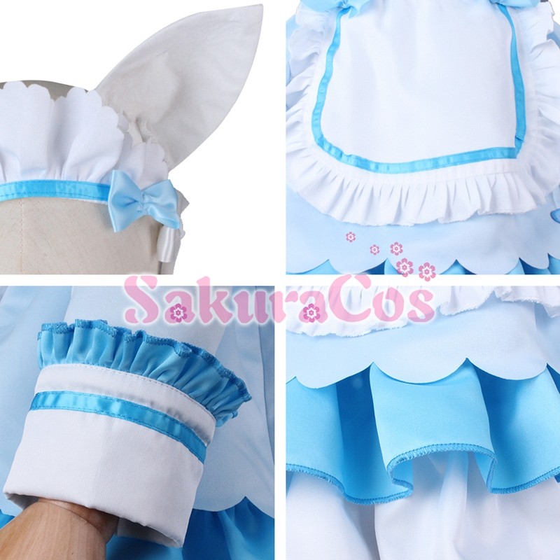 ネコぱら バニラ コスプレ フィギュア 長袖 メイド服 水色