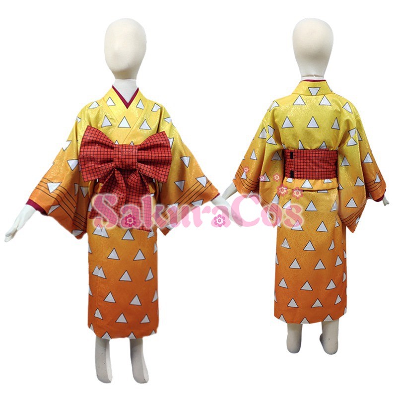 日本最大級 浴衣 子供用 我妻善逸 和服 【SakuraCos】 コスプレ衣装 コスプレ衣装